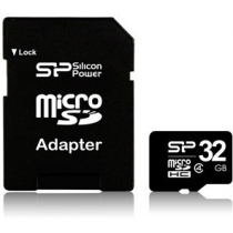 Карта пам'яті microSDHC 32Gb Silicon Power, кл.4 + SD адаптер