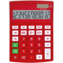 Калькулятор настільний Optima 12 розрядів, розмір 146*105*26 мм, червоний