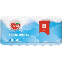 Папір туалетний 3 шари Ruta Pure White 8 рулонів, білий