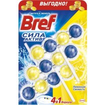 Засіб для догляду за унітазами Bref сила актив Лимонна свіжість Тріопак 3 Х 50 гр