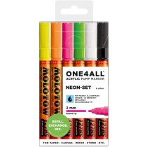 Набор акриловых маркеров ONE4ALL™ 127HS NEON, 2мм, 6 шт.