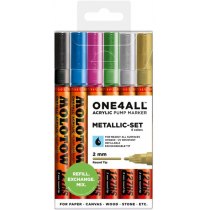 Набір акрилових маркерів ONE4ALL™ 127HS Metallic-Set, 2мм, 6 шт.