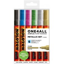 Набір акрилових маркерів ONE4ALL™ 227HS Metallic-Set,  4мм, 6 шт.