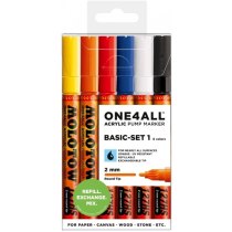 Набор акриловых маркеров ONE4ALL™ 127HS Basic-Set 1, 2мм, 6 шт.