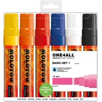 Набор акриловых маркеров ONE4ALL™ 627HS Basic-set, 15 мм, 6 шт.