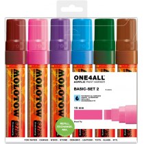 Набор акриловых маркеров ONE4ALL™ 627HS Basic-Set 2, 15 мм, 6 шт.