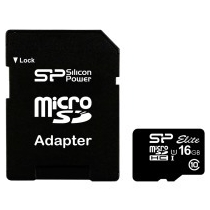 Карта пам'яті microSDHC 16Gb Silicon Power, кл.10 + SD адаптер