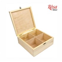 Шкатулка деревянная с замком, 4 ячейки, 20х20х8см, ROSA TALENT