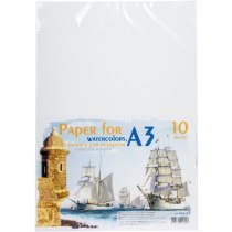 Папір для акварелі А3, 10 аркушів, 200 г/м2, в п/п пакеті