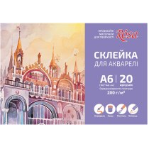 Склейка для акварелі, А6 (10,5*14,8 см), 200г/м2, 20арк, ROSA