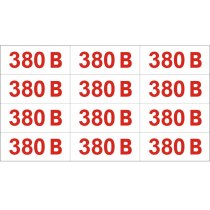 Позначення напруги "380 В" (розмір 60х25 мм, 12 шт / аркуш, самоклейка)