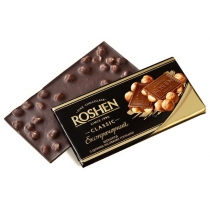 Шоколад Roshen екстрачорний з цілим лісовим горіхом 90 г