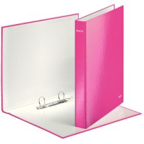 Папка-регистратор Leitz WOW, 2 кольца, 25мм, А4+, розовый металлик