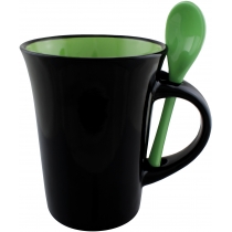 Чашка керамічна з ложкою Optima Promo DORIS 300мл, чорнозелена