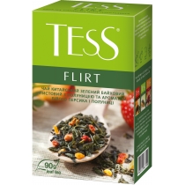 Чай TESS Flirt 90 г зелений китайський байховий  з суницею, ароматом персика і суниці