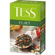 Чай TESS Flirt 90 г зелений китайський байховий  з суницею, ароматом персика і суниці