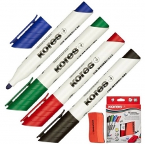 Набір маркерів з губкою для білих дошок KORES 2-3 мм, 4 кольори в блістері