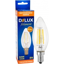 Лампа світлодіодна DELUX BL37B 6 Вт 4000K 220В E14 filament білий