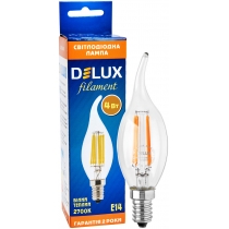 Лампа світлодіодна DELUX BL37B 4 Вт tail 2700K 220В E14 filament теплий білий