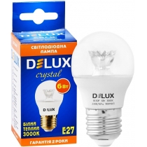 Лампа світлодіодна DELUX BL50P 6 Вт 3000K 220В E27 crystal теплий білий