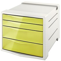 Настольный короб пластиковый для документов с 4 ящиками Esselte Colour'ice, цвет желтый