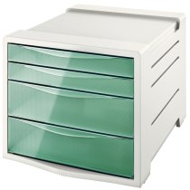 Настольный короб пластиковый для документов с 4 ящиками Esselte Colour'ice, цвет зеленый