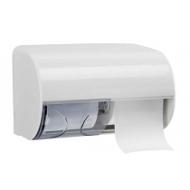 Тримач туалетного паперу на два рулони горизонтальний пластик білий
