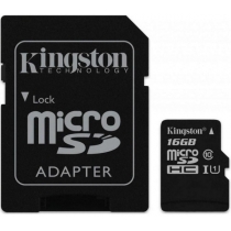 Карта пам'яті microSDHC 16Gb Kingston, кл.10 + SD адаптер