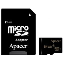 Карта памяти microSDXC 64Gb Apacer, кл.10 + SD адаптер