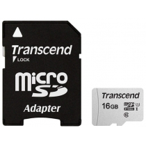 Карта пам'яті microSDHC 16Gb Transcend, кл.10 + SD адаптер