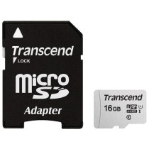 Карта памяти microSDHC 16Gb Transcend, кл.10 + SD адаптер