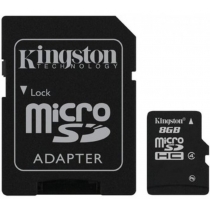 Карта пам'яті microSDHC 8Gb Kingston, кл.4 + SD адаптер