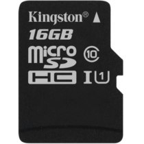 Карта памяти microSDHC 16Gb Kingston, кл.10 + SD адаптер