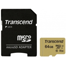 Карта пам'яті microSDXC 64Gb Transcend, кл.10 + SD адаптер