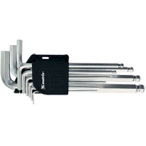 Набір ключів імбусових HEX, 1,5–10 мм, CrV, 9 шт., подовжені, з кулею MTX
