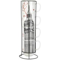 Чашка Limited Edition LONDON /НАБІР/4х420 мл на метал. підставці, 1шт