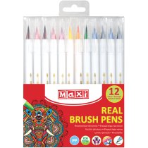 Фломастери-пензлики REAL BRUSH, 12 кольорів, лінія 0,5-6 мм