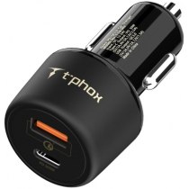 Автомобільний зарядний пристрій T-PHOX 48W Fast Charge - TYPE-C PD 30W + QC 3.0 18W Black