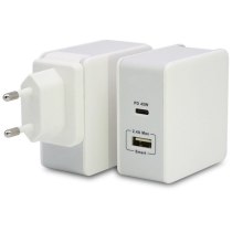 Мережевий зарядний пристрій T-PHOX 57W Fast Charge - TYPE-C PD 45W+USB 12W White