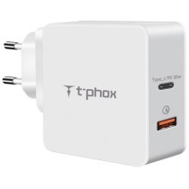 Мережевий зарядний пристрій T-PHOX 48W Fast Charge-TYPE-C PD 30W + QC3.0 18W White