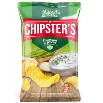 Чіпси Flint Chipster's натур зі смаком сметани / зелені, 130 гр