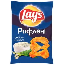 Чіпси Lay's рифлені зі смаком сметани та цибулі, 71 гр