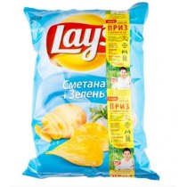 Чіпси Lay's зі смаком сметани і зелені, 133 гр