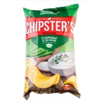 Чіпси Flint Chipster's натур зі смаком сметани / зелені, 70 гр