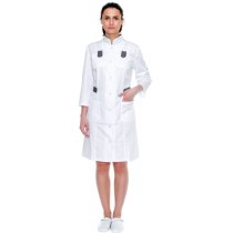 Халат "Элегант" жен. (бел./сер), р. L (52-54), рост 158-164 см