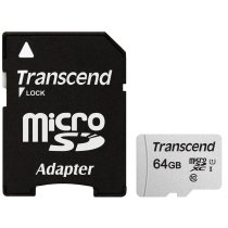 Карта памяти microSDXC 64Gb Transcend, кл.10 + SD адаптер