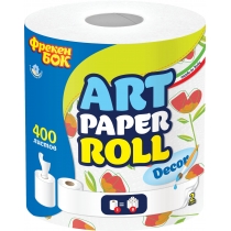 Рушник паперовий 2 шари  Art з декором, 1рулон, 400 арк, з центральним витягом Фрекен БОК