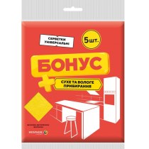 Серветки ТМ БОНУС NEW, віскозні, 5 шт