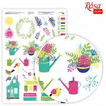 Бумага дизайнерская односторонняя глянцевая „Floral garden“ 9, 21х29,7 см, 250 г/м2, ROSA TALENT