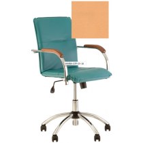 Крісло SAMBA GTP V-17 1.031, позов. шкіра, бежевий, метал. хром. база, дерев. підлокітн.